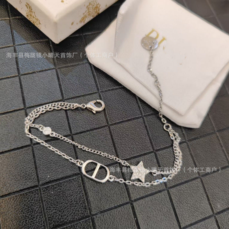 Seiko Edition D Home Cd Double Layer Bracelet Women's Edition with Lettering Casual No Hole Star Factory Wholesale