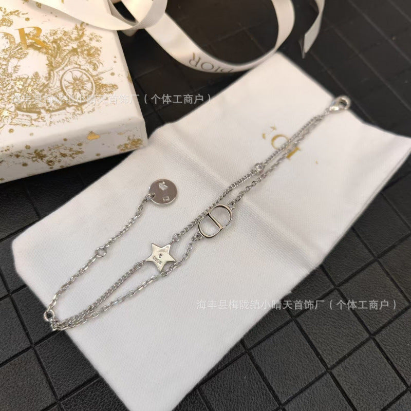 Seiko Edition D Home Cd Double Layer Bracelet Women's Edition with Lettering Casual No Hole Star Factory Wholesale