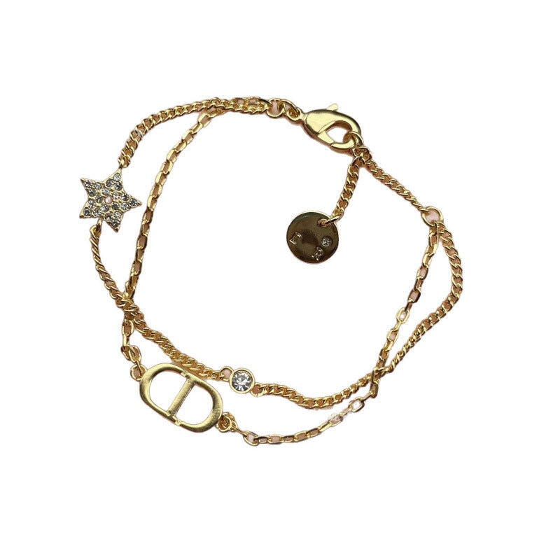 Seiko Edition D Home Cd Double Layer Bracelet Women's Edition with Lettering Casual No Hole Star Factory Wholesale