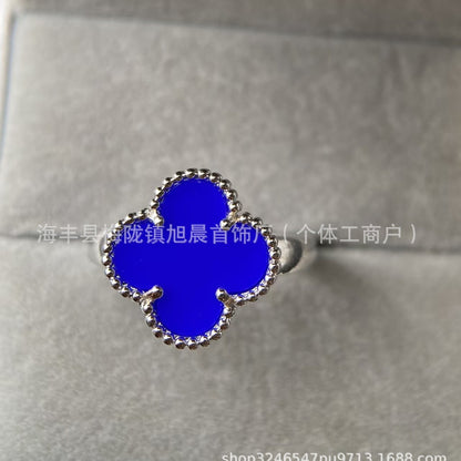 High Version V Gold Classic Four-Leaf Clover Ring, Personalized and Simple, Japanese and Korean Fashion Elegant, Full Diamond Ring Bracelet Wholesale