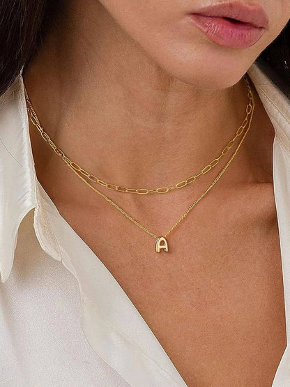 Dainty Mini Bubble Letter Necklace Gold Plated Balloon Initi