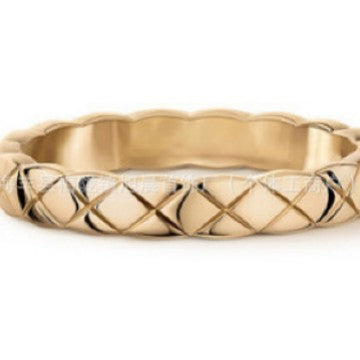 European and American Cross-Border Fashion Wavy Edge Glossy Rhombus Cross Ring Women's Personalized High-End Index Finger Titanium Steel Ring