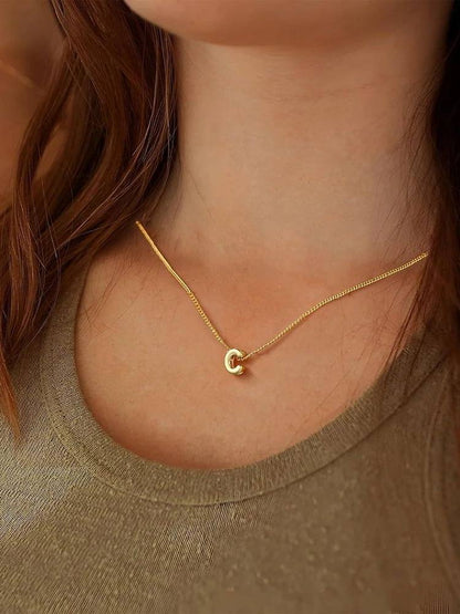 Dainty Mini Bubble Letter Necklace Gold Plated Balloon Initi