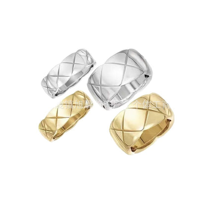 European and American Cross-Border Fashion Wavy Edge Glossy Rhombus Cross Ring Women's Personalized High-End Index Finger Titanium Steel Ring