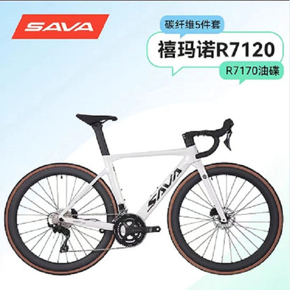 SAVA SAVA high-end full carbon fiber road bike 24-speed 7120 oil pressure disc brake ultra-light curved handle racing car