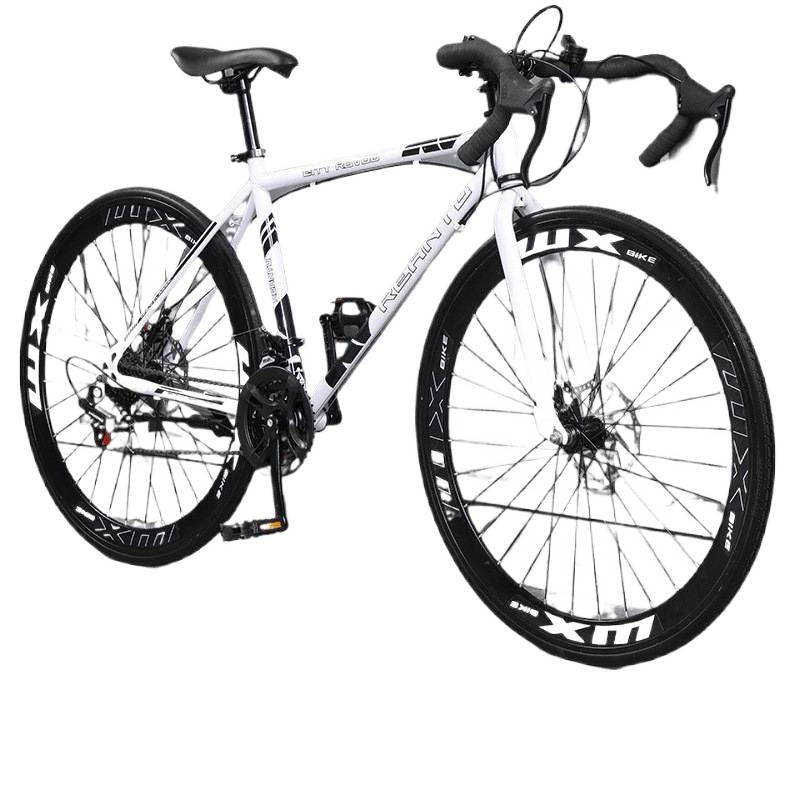 Variable Speed Fixed Gear Bicycle for Adults, Male and Female Students, Ultra-Light Road Racing Bicycle, High-Looking Solid Tire Internet Celebrity