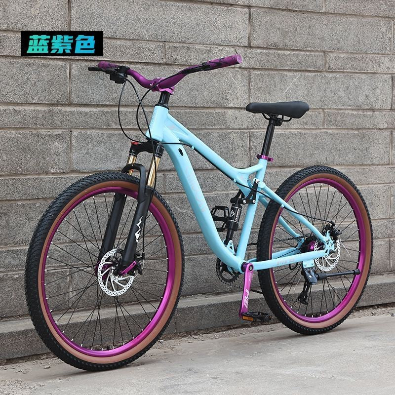 Shock-Absorbing Soft-Tail Mountain Bike Student Bicycle Variable Speed Oil Brake Road Bike Adult Off-Road Men's and Women's Youth Bicycle