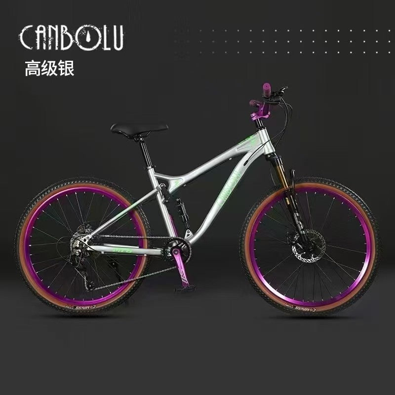 Shock-Absorbing Soft-Tail Mountain Bike Student Bicycle Variable Speed Oil Brake Road Bike Adult Off-Road Men's and Women's Youth Bicycle