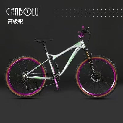 Shock-Absorbing Soft-Tail Mountain Bike Student Bicycle Variable Speed Oil Brake Road Bike Adult Off-Road Men's and Women's Youth Bicycle