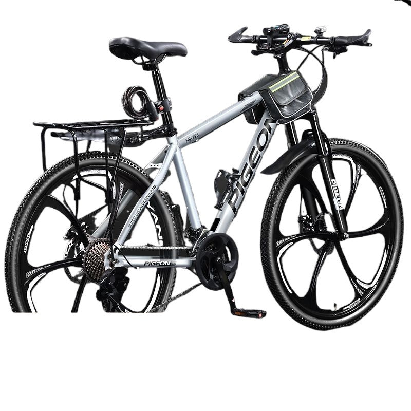 Flying Pigeon Aluminum Alloy Oil Brake Self-Propelled Mountain Bike Men's Middle School Student Adult Youth Variable Speed Damping Road Bike