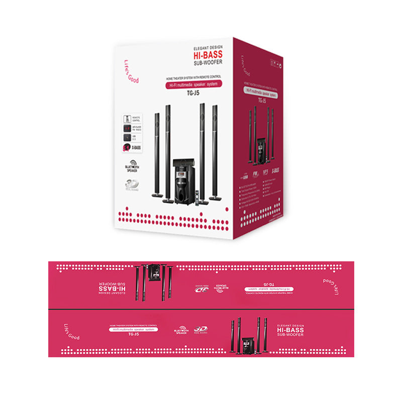 Sound Column Type 5.1 Multimedia Bluetooth Subwoofer Home Theater Fm Audio Remote Control English Packaging Export Export