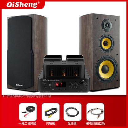 Qisheng Wooden Desktop Bookshelf Hifi Sound Quality High Power High Fidelity Tube Amplifier Passive Hifi Speaker