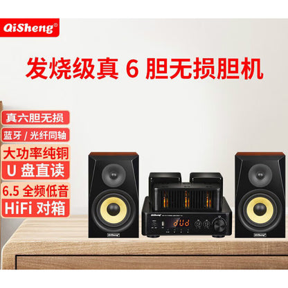 Qisheng Wooden Desktop Bookshelf Hifi Sound Quality High Power High Fidelity Tube Amplifier Passive Hifi Speaker