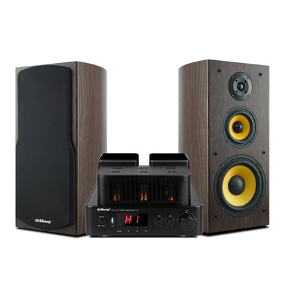 Qisheng Wooden Desktop Bookshelf Hifi Sound Quality High Power High Fidelity Tube Amplifier Passive Hifi Speaker