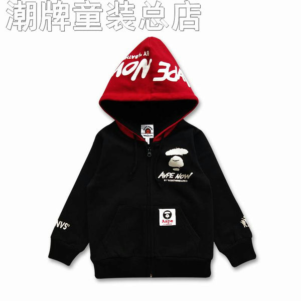 Japanese Fashion Brand BAPE Children's Clothing New Medium and Large Children's Sweater APE MONKEY Zipper Shirt Boys and Girls Casual Jacket
