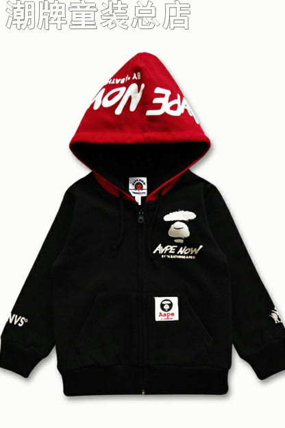 Japanese Fashion Brand BAPE Children's Clothing New Medium and Large Children's Sweater APE MONKEY Zipper Shirt Boys and Girls Casual Jacket