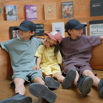 ESSENTIALS Children's Pure Cotton Short-sleeved T-shirt Summer High School Children's Summer Dress Fashionable Brand Fried Street T-shirt Western Style Children's Dress
