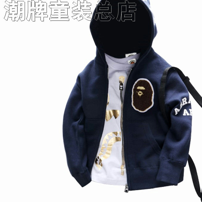 Japanese Fashion Brand BAPE Children's Clothing Spring and Autumn Middle and Big Children's Ape Head Zipper Boys and Girls Baseball Uniform Children's Jacket