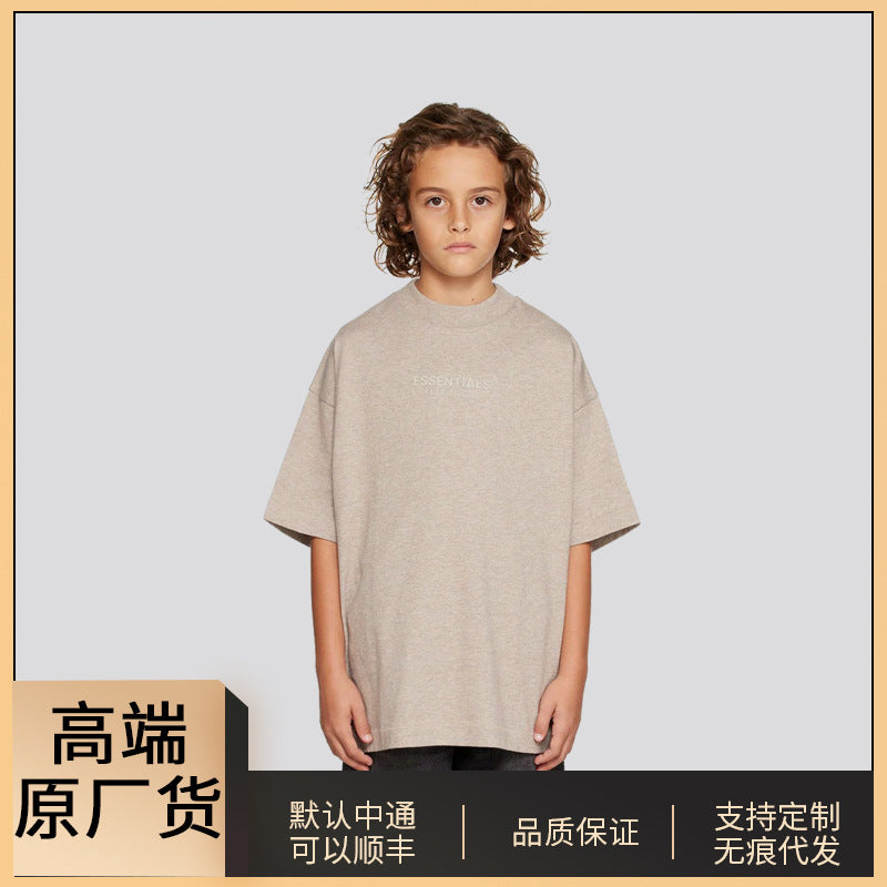 ESSENTIALS Children's Pure Cotton Short-sleeved T-shirt Summer Middle and Big Children's Summer Dress Trendy Brand Fried Street T-style Children's Dress