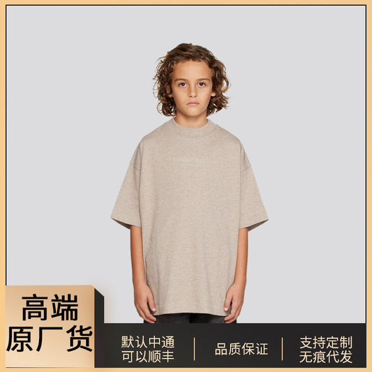 ESSENTIALS Children's Pure Cotton Short-sleeved T-shirt Summer Middle and Big Children's Summer Dress Trendy Brand Fried Street T-style Children's Dress