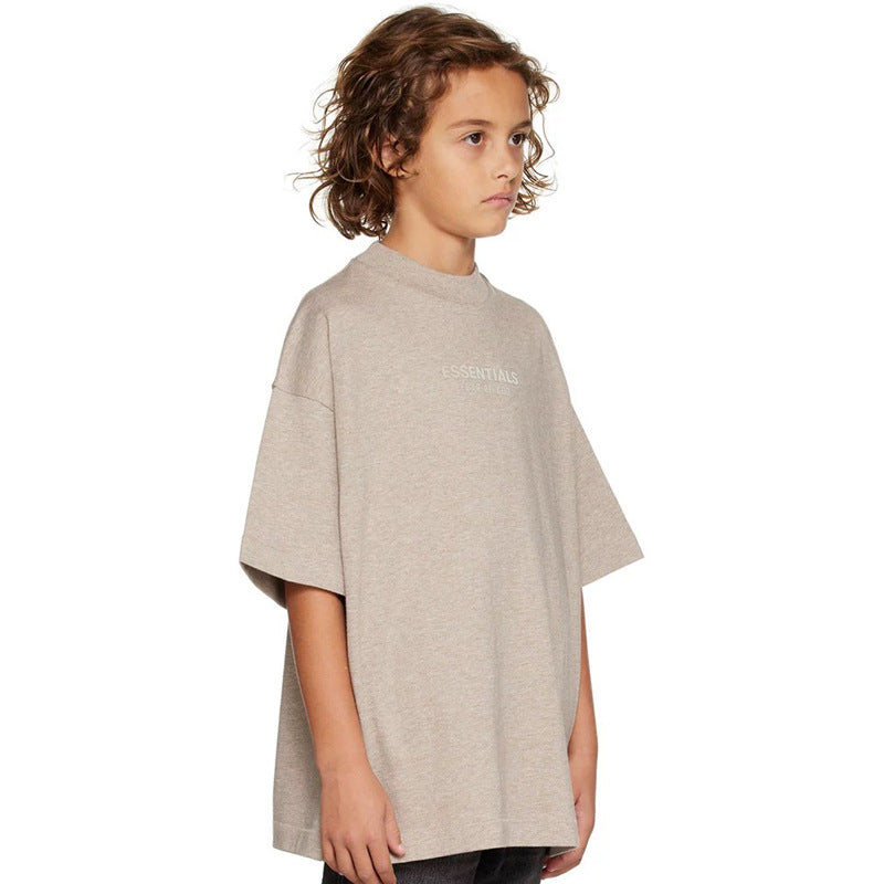ESSENTIALS Children's Pure Cotton Short-sleeved T-shirt Summer Middle and Big Children's Summer Dress Trendy Brand Fried Street T-style Children's Dress