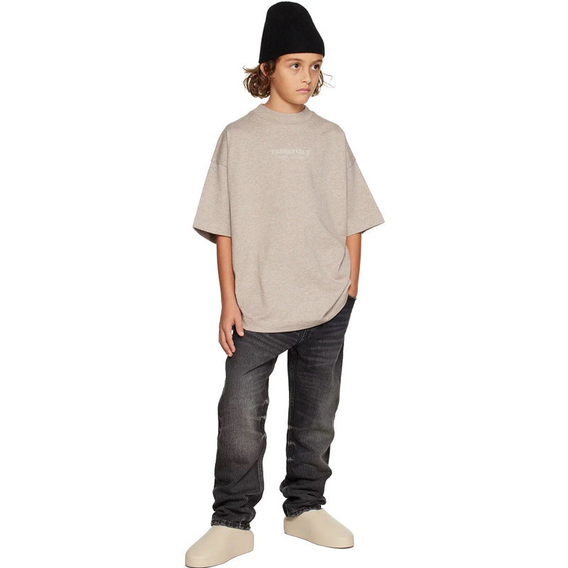 ESSENTIALS Children's Pure Cotton Short-sleeved T-shirt Summer Middle and Big Children's Summer Dress Trendy Brand Fried Street T-style Children's Dress