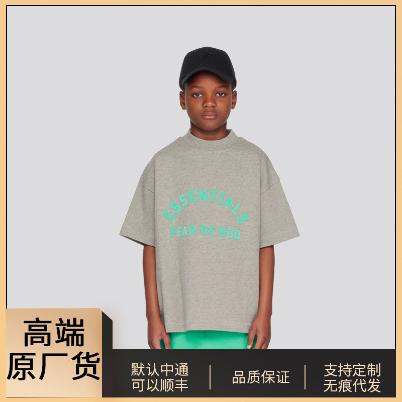 Trendy luxury ESSENTIALS girls' short-sleeved Heavy children's T-shirt children's clothing