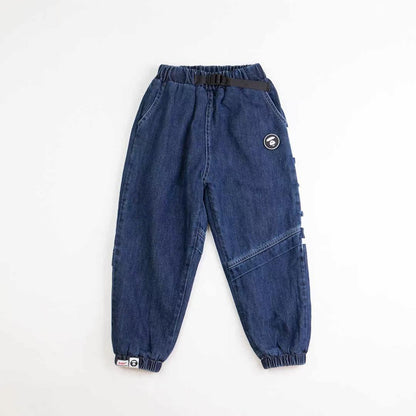 Japanese Fashion Brand BAPE Children's Clothing Autumn and Winter New Boys and Girls Side Large Letter Trousers Children's Casual Denim Trousers
