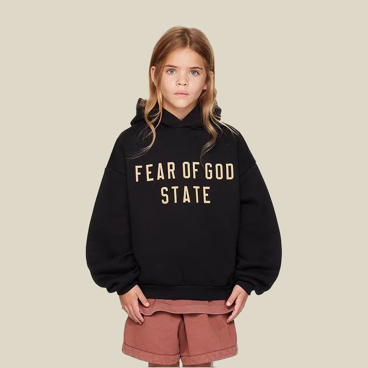 Autumn and Winter New ESSENTIALS Children's Letter Printed Hooded fleece-lined Sweater Boys' Girls' Loose Hoodie