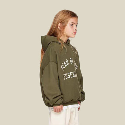 Autumn and Winter New ESSENTIALS Children's Letter Printed Hooded fleece-lined Sweater Boys' Girls' Loose Hoodie