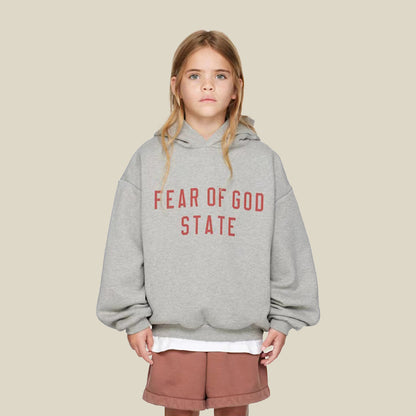 Autumn and Winter New ESSENTIALS Children's Letter Printed Hooded fleece-lined Sweater Boys' Girls' Loose Hoodie