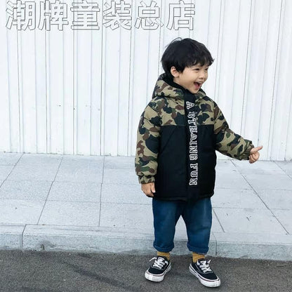 Japanese 2022 Fashion Brand BAPE Winter Cotton-Padded Coat for Boys and Girls Children Mid-Length Camouflage Windproof Warm Cotton-Padded Coat