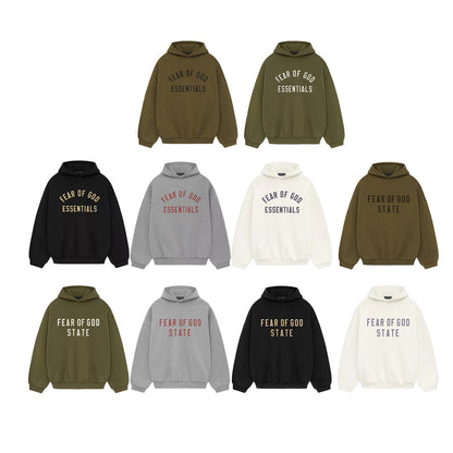 Autumn and Winter New ESSENTIALS Children's Letter Printed Hooded fleece-lined Sweater Boys' Girls' Loose Hoodie