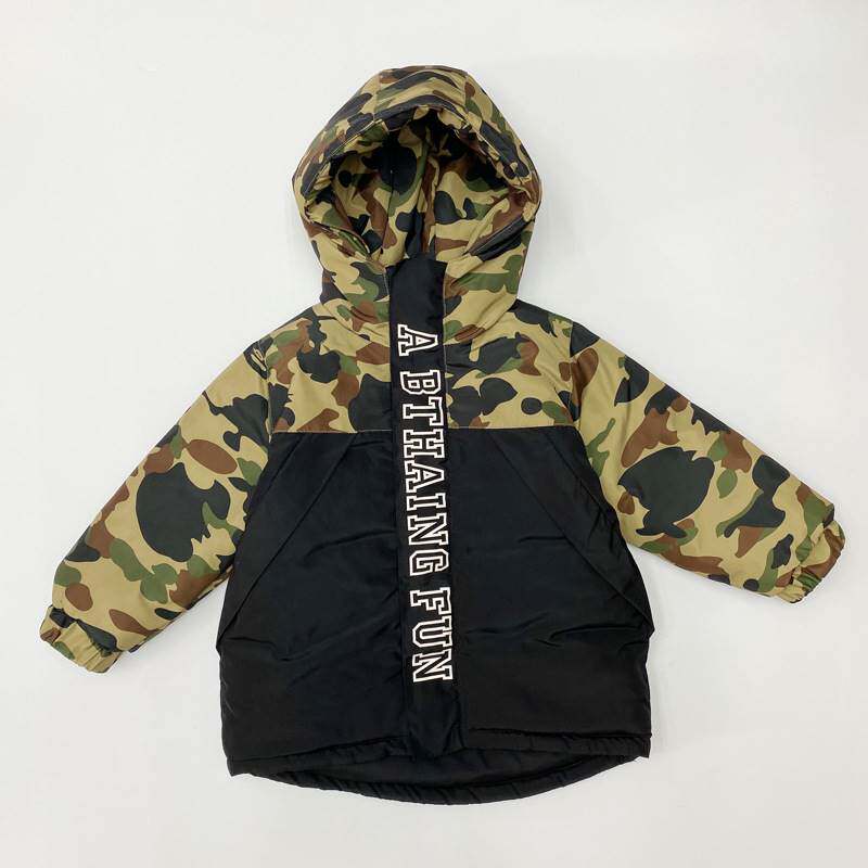 Japanese 2022 Fashion Brand BAPE Winter Cotton-Padded Coat for Boys and Girls Children Mid-Length Camouflage Windproof Warm Cotton-Padded Coat