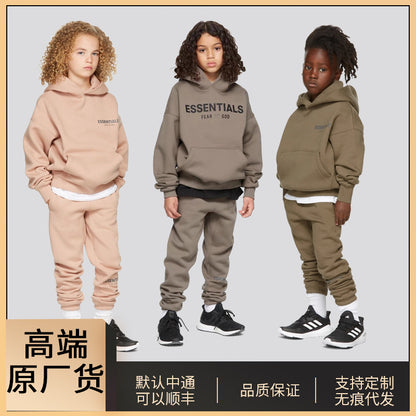 Trendy Brand Children's Clothing Essentials Autumn and Winter Suit Men's and Women's High Street Loose Hooded Fleece Sweater Pants