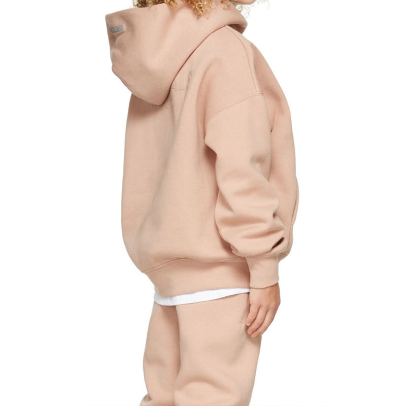 FOG fashion brand children's clothing essentials22 autumn and winter New dirty pink women's children's loose plus velvet sweater