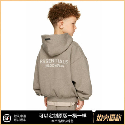 Essentials Hhh Multi-Thread American Trendy Brand Fleece-Lined Autumn and Winter Heavy Loose Hoodie Kidsren's Sweatshirt