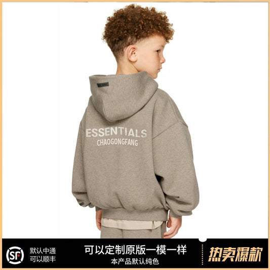 Essentials Hhh Multi-Thread American Trendy Brand Fleece-Lined Autumn and Winter Heavy Loose Hoodie Kidsren's Sweatshirt