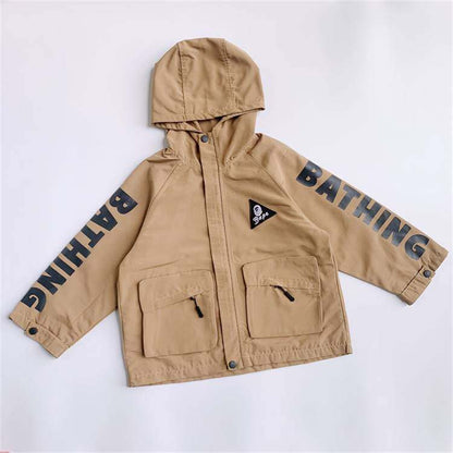 Japanese Fashion Brand BAPE Children's Clothing 2022 New Boys' Baby Zipper Jacket Children's Hooded Trench Coat