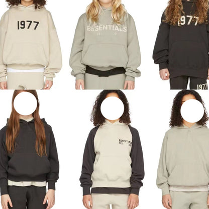 High-End Original Goods Essentials Sweatshirt Hooded Trendy Brand Loose Fog High Street Thin Velvet Autumn Clothing 1977 Children's Clothing