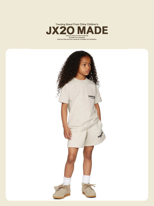 Essentials Children's Short-Sleeved Boys' T-shirt Summer Fashion Brand Children's Clothing Suit Girls' Simple Parent-Child Clothing