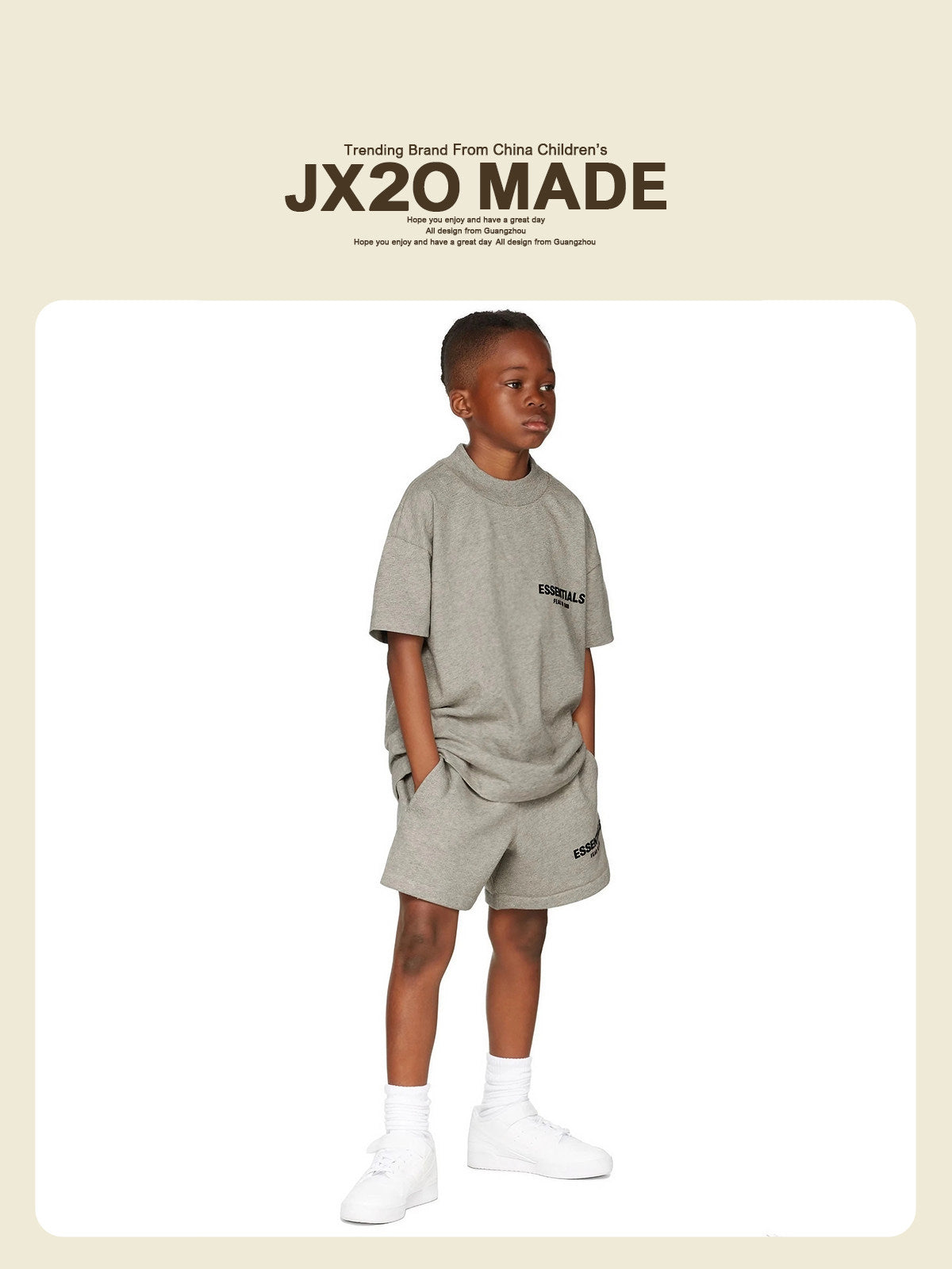 Essentials Children's Short-Sleeved Boys' T-shirt Summer Fashion Brand Children's Clothing Suit Girls' Simple Parent-Child Clothing