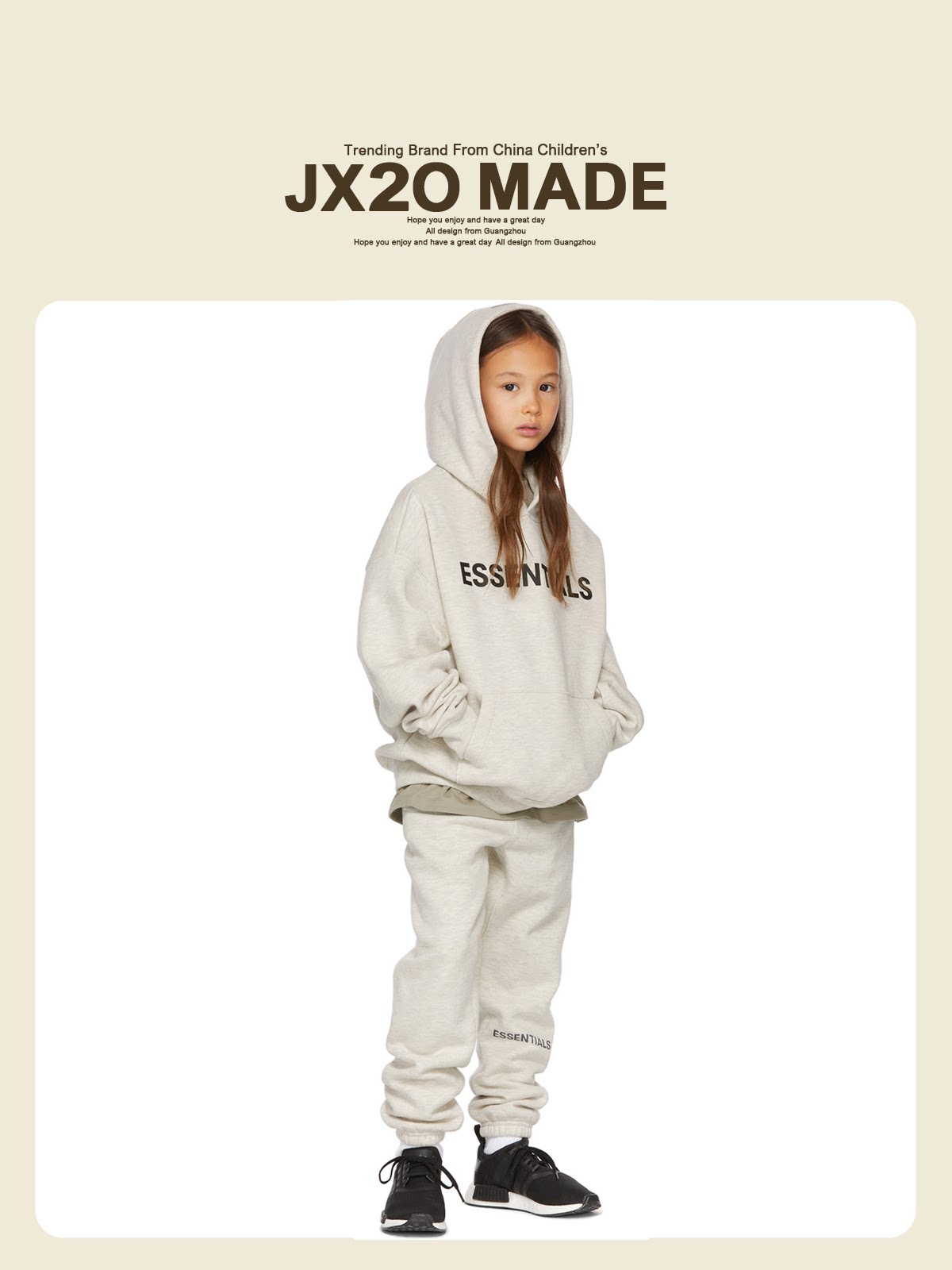 Essentials Children's Sweater Fashion Brand Children's Clothing Spring and Autumn Suit Boys and Girls High Street Hooded Fleece New
