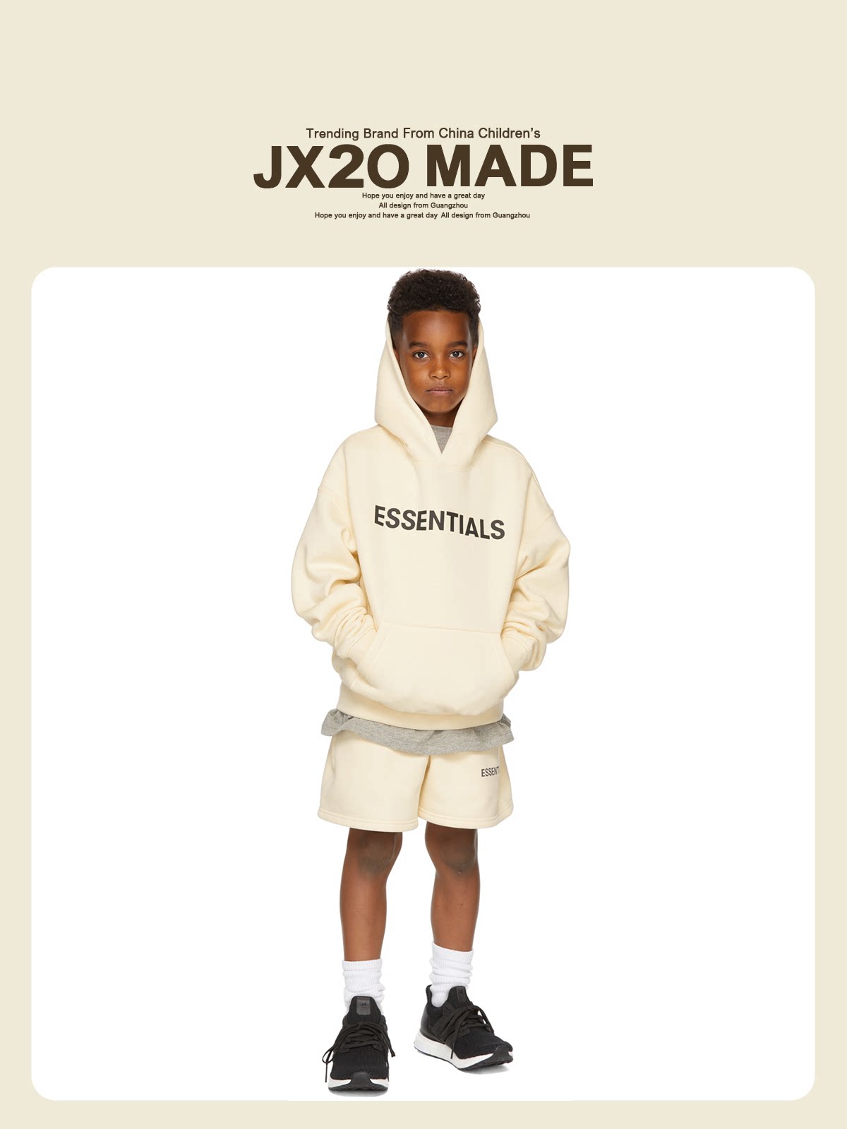 Essentials Children's Sweater Fashion Brand Children's Clothing Spring and Autumn Suit Boys and Girls High Street Hooded Fleece New