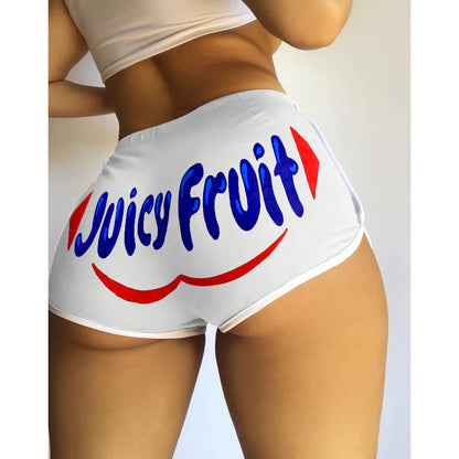 S390076 Amazon Hot Selling European and American Clothing Sexy Tight Shorts Letter Printed Popular Shorts Yoga Pants