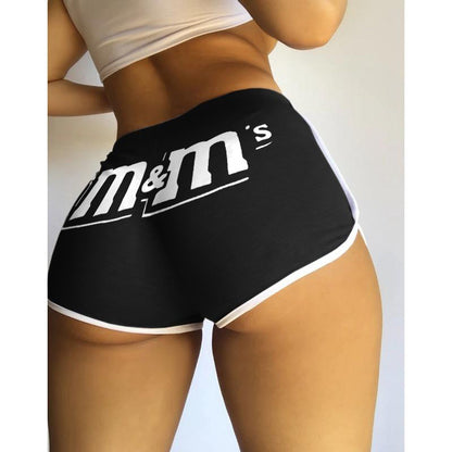 S390076 Amazon Hot Selling European and American Clothing Sexy Tight Shorts Letter Printed Popular Shorts Yoga Pants