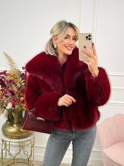 S391303 Autumn and Winter New Style Ladylike Style Lapel Artificial Fur Effect Short Jacket