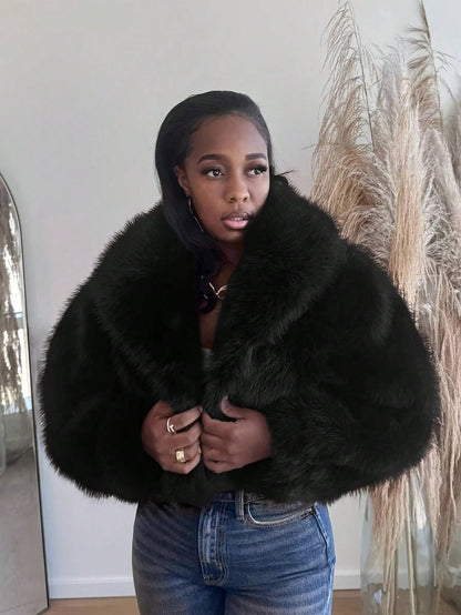 S391303 Autumn and Winter New Style Ladylike Style Lapel Artificial Fur Effect Short Jacket