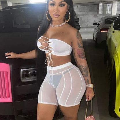 S390287 European and American Fashion Spring and Summer New Sexy See-Through Mesh High-Waist Hip-Lifting Slimming Sports Casual Pants