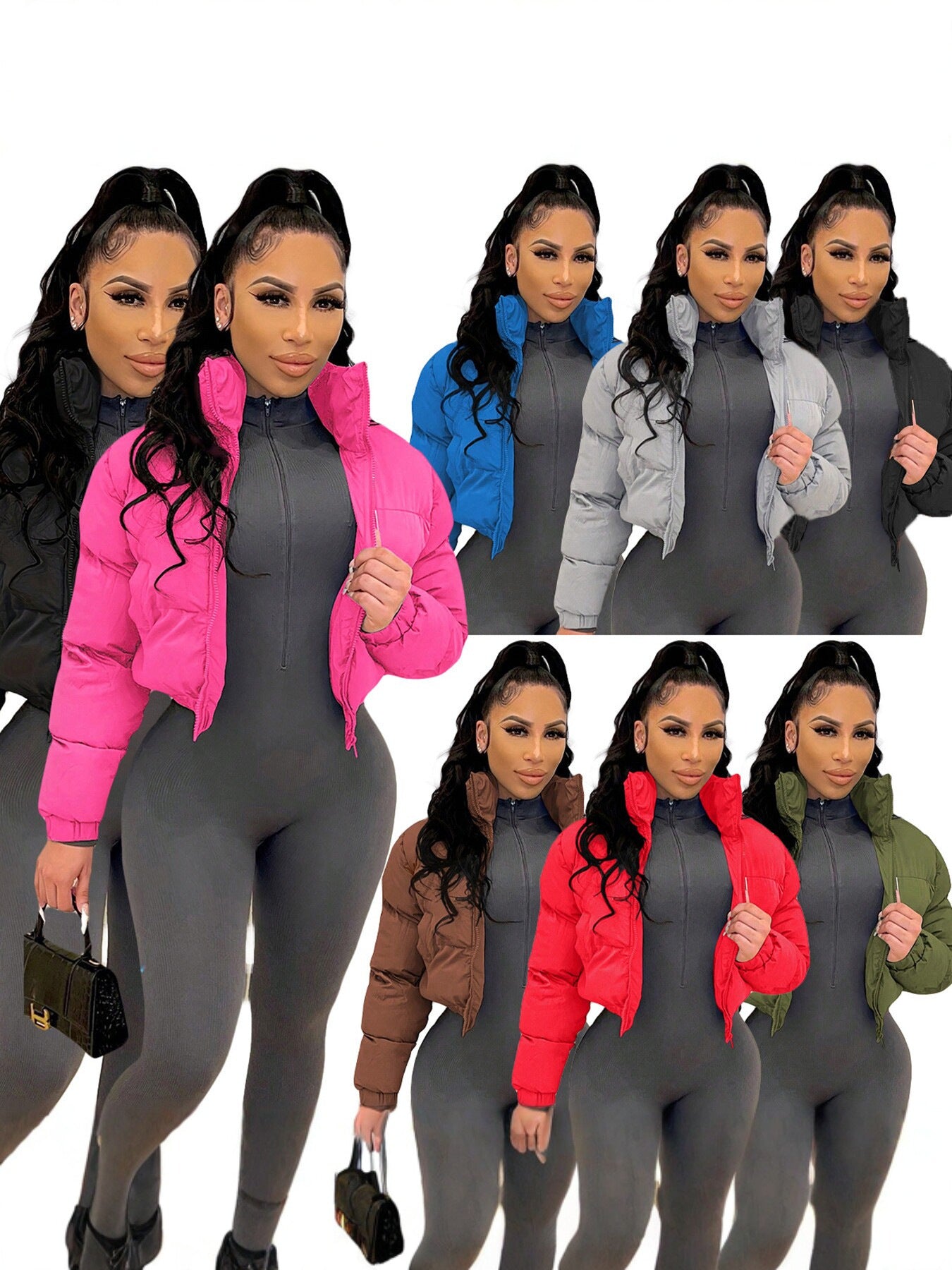 S390799 Autumn and Winter Popular Women's Cotton Clothing European and American Short Women's Cotton Jacket Jacket